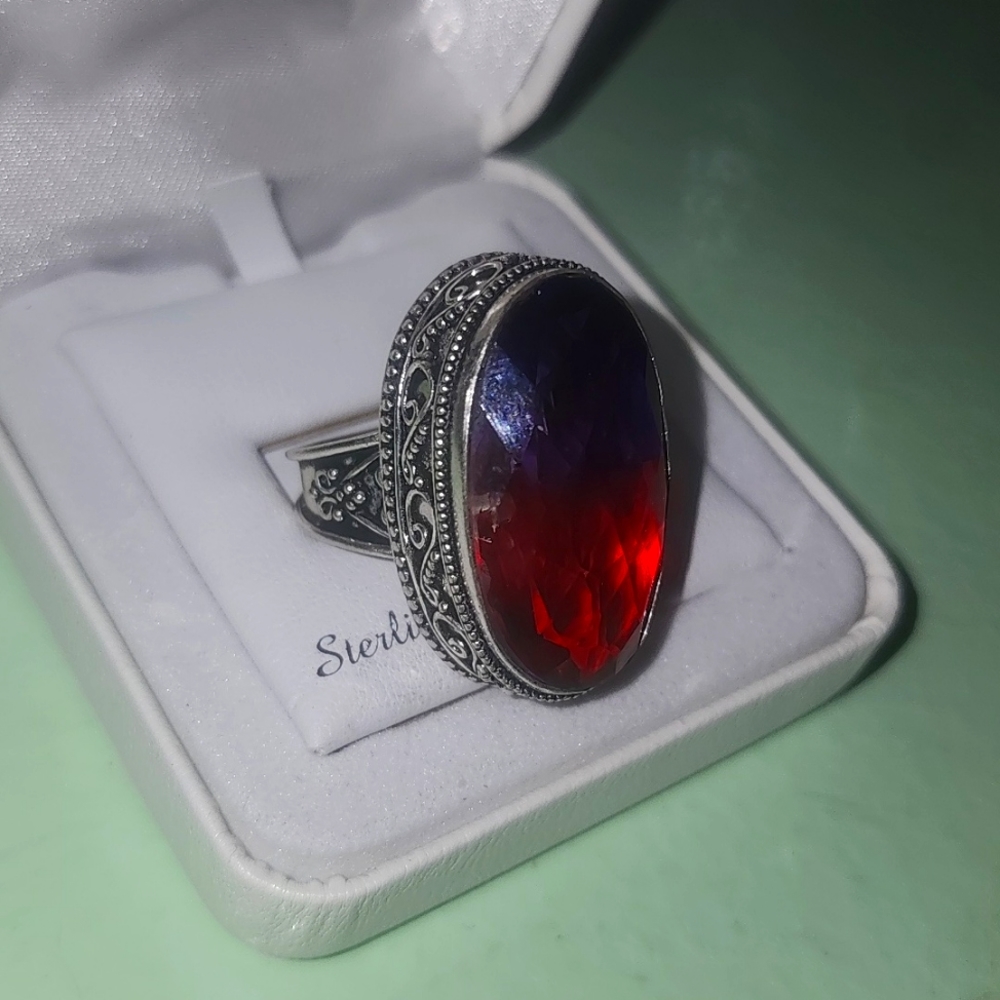 Large stone silver ring